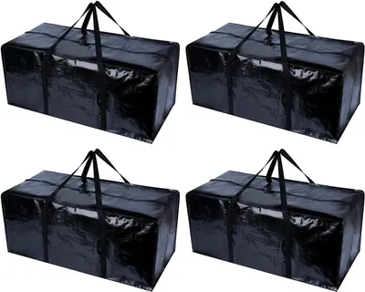 Produktbild von 4-teiliges XXL-Aufbewahrungstaschen-Set – Viel Stauraum für Kleidung – Für Reisen und Umzüge – Stabile und wasserdichte Umzugskartons mit verstärkten Griffen – Für Kleidung/Bettdecken/Kissen