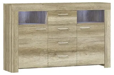 Zdjęcie produktu dla Komoda z szufladami SK155 Komoda z szufladami Szafka kredensowa 2 drzwi Szafka z drewna MDF 4 szuflady