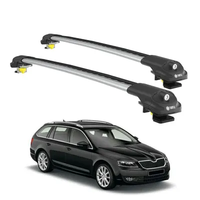 Image de TURTLE Galerie de toit AIR-1 SKODA OCTAVIA 5E 2012 - 2019 Rails surélevés , Argent