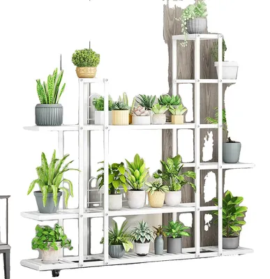 Produktbild von Pflanzenständer, Schmiedeeisen, Mehrstufiges Design, Weiß H9037