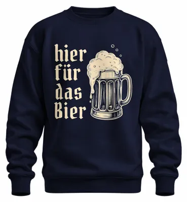 Produktbild von Hier für das Bier Trachtenshirt Lederhose Dirndl Sweatshirt Pullover, Navy, 3XL