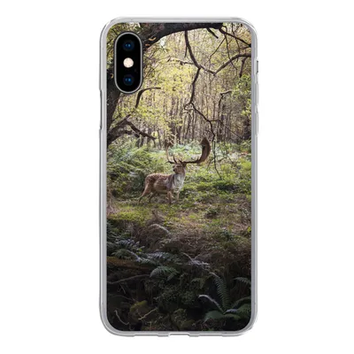 Produktbild von MuchoWow® Handyhülle Schutzhülle Hülle für iPhone X Waldtier - Hirsch - Sonne Silikon Softcase Handy Hülle - Handyhülle