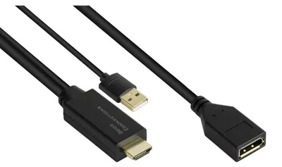 Produktbild von HDMI 2.0b Stecker auf DisplayPort 1.2 Adapter, 4K @60Hz, USB, schwarz