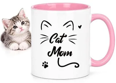Zdjęcie produktu dla Kubek ceramiczny dla mamy z kotem mama do kawy prezent urodzinowy