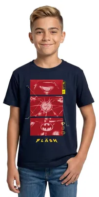 Produktbild von Spreadshirt The Flash Anzüge Supergirl Flash Batman Mit Logos Teenager T-Shirt, 152/164 (12-14 Jahre), Navy