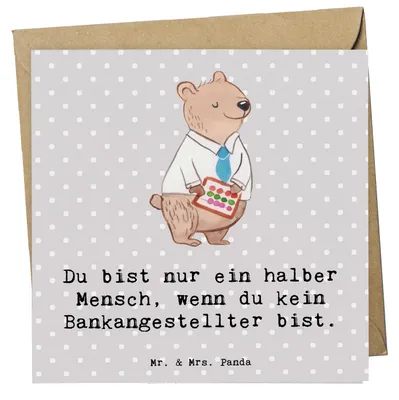 Produktbild von Mr. & Mrs. Panda Grußkarte Bankangestellter Herz - Grau Pastell - Geschenk, Bänker, Lustig, faltkarte, Beruf, Glückwunschkarte, Klappkarte, Spruch, doppelkarte