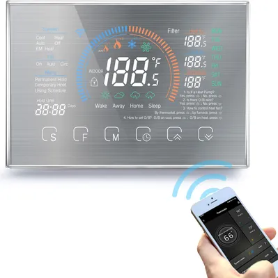 Produktbild von WiFi Smart Waermepumpe Raumthermostat Temperaturregler 4,8 Zoll Farb-LCD-Bildschirm Programmierbare Touch-Steuerung/Mobile APP/Sprachsteuerung Kompatibel mit Alexa/Google Home fuer Home Office Hotel