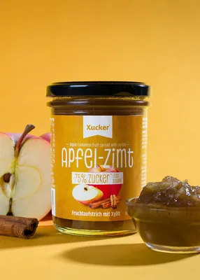Produktbild von Xucker Fruchtaufstrich Apfel-Zimt (74 % Frucht), Fruchtaufstrich mit Xylit, 220 g