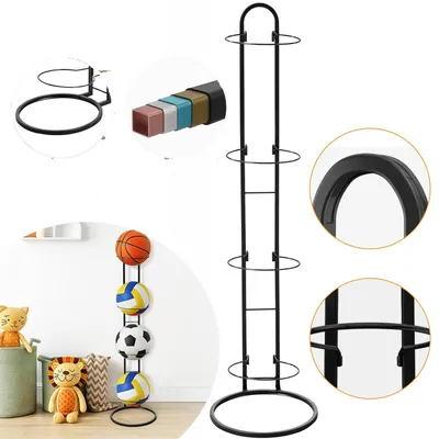 Produktbild von 4-stufiges Ballständer Regal, Vertikales Ball Aufbewahrungsregal, für Basketball, Fußball, Volleyball, Innen- und Außenbereich