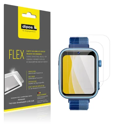 Image de 2x Film de protection d'écran pour Aimiuvei T45 Kids Smartwatch 1.83 Zoll, recouvre 100% de l'écran, dipos Flex