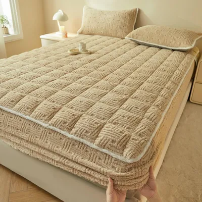 Imagen del producto de Sábanas bajeras para camas con somier, 180 x 200 cm, color caqui