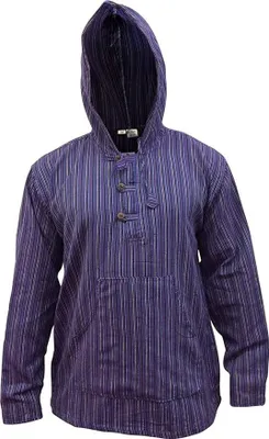 Immagine prodotto di Felpa con cappuccio da uomo in cotone viola a righe taglia M