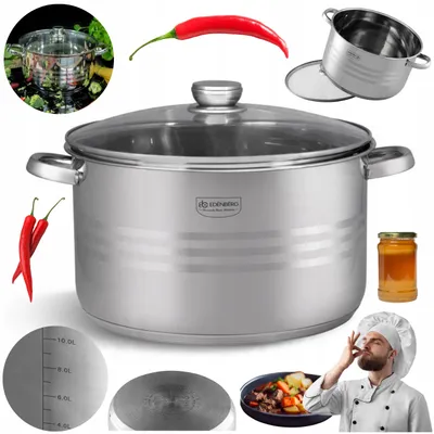 Produktbild von EDENBERG Großer Edelstahltopf mit Deckel, 28cm, 10.2L, Induktion
