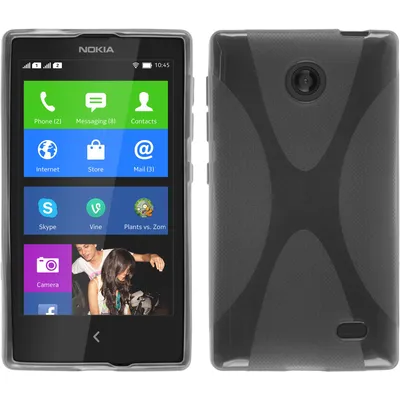 Produktbild von PhoneNatic Case kompatibel mit Nokia X / X+ - grau Silikon Hülle X-Style + 2 Schutzfolien
