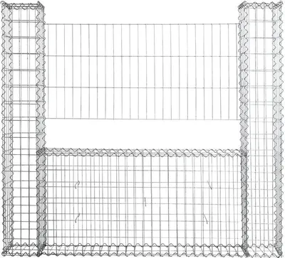 Produktbild von Gabionen Mauer Gartenzaun 160x20x150 cm Gabione Steinkorb Rank-Gitter Draht