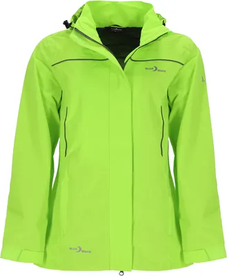 Produktbild von Blue Wave Damen Regenjacke Klea Verstaubar - Wasserdichte Outdoor-Jacke mit abnehmbarer Kapuze in Neongelb Größe 54