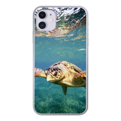 Produktbild von MuchoWow® Handyhülle Schutzhülle Hülle für iPhone 11 Schildkröte - Wasser - Blau Silikon Softcase Handy Hülle - Handytasche