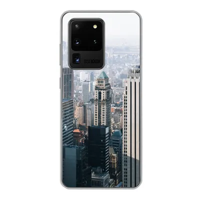 Produktbild von MuchoWow® Handyhülle Schutzhülle Hülle für Samsung Galaxy S20 Ultra New York - Skyline - Nebel Silikon Softcase Handy Hülle - Karteninhaber