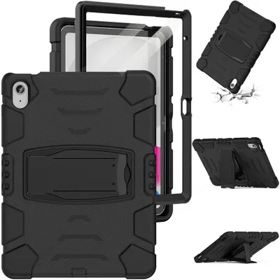 Image de Coque pour iPad A16 (11") / iPad 10 2022 (10,9" 10e Génération) Protection Antichoc Intégrale 360° Rigide avec Support - Noir