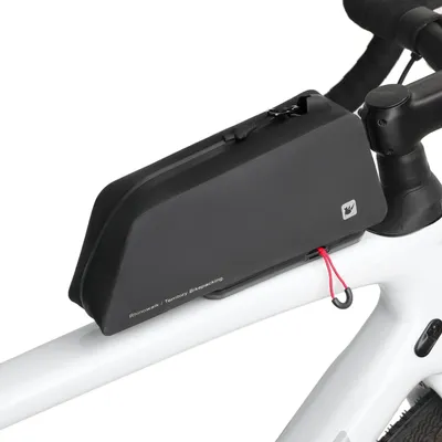 Imagen del producto de Omgoods: Bolsa impermeable para bicicleta, diseñada para montarse en el tubo superior, con sistema de fijación rápida