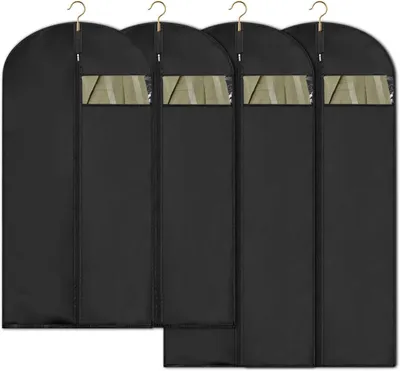 Immagine prodotto di Set di copriabiti, 4 pezzi, 60 x 120/100 cm, con cerniera, per abiti e cappotti