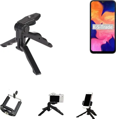 Produktbild von K-S-Trade Stativ Tisch-Ständer Dreibein Handy-Stativ Ständer kompatibel mit Samsung Galaxy A10 Mini-Stativ Smartphone Tripod Handy-Stativ aus