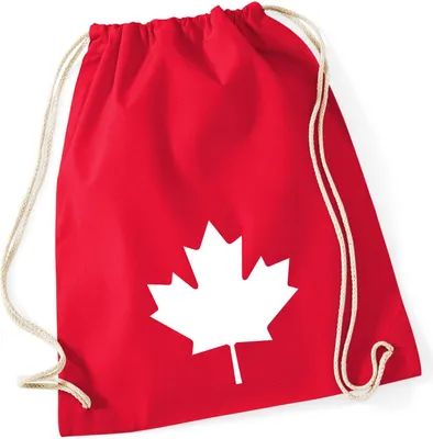 Produktbild von Huuraa Turnbeutel Ahornblatt Kanada 12 Liter Classic Red Baumwolle Rucksack Geschenkidee