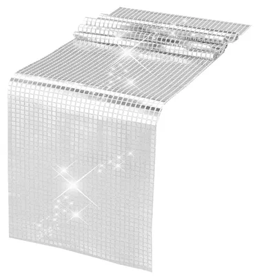 Produktbild von Pailletten-Tischläufer - Glitzernde Disco-Optik - Tischdekoration für Mottopartys und Feiern - Silber - 30x180 cm