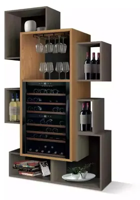 Produktbild von Barschrank Wohnzimmer Weinschrank Barschrank Hausbar Holz grau