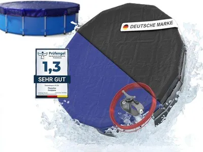 Productafbeelding van Zwembadafdekking Rond 340 Cm - 200 G/M² PE Materiaal - Blauw - Waterdicht - Voor Buiten Zwembaden
