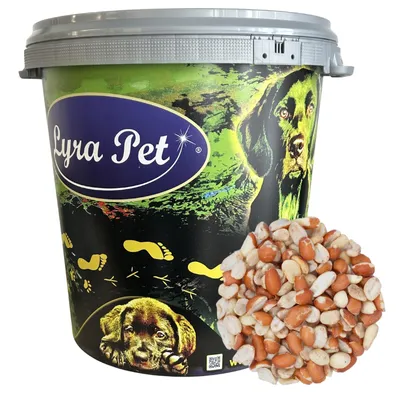 Produktbild von 10 kg Lyra Pet® Erdnusskerne Splits gemischt blanchiert und mit Haut HK Argentinien in 30 L Tonne