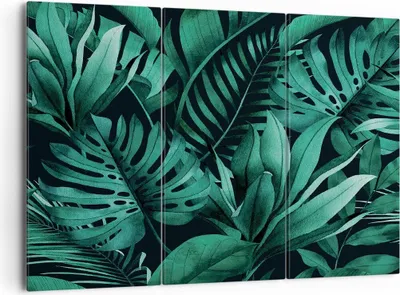 Produktbild von Bild auf Leinwand - Leinwandbild - 3 Teile - Blätter Grafiken Monstera - 165x110cm - Wand Bild - Wanddeko - Wandbilder - Leinwanddruck - Bilder - Wanddekoration - Leinwand bilder - CE165x110-4886