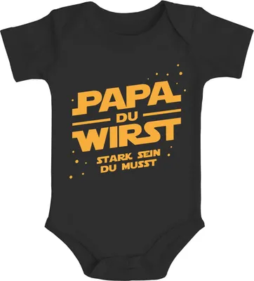 Produktbild von Baby Body mit lustigem Spruch Yoda Papa du wirst stark sein du musst Ankündigung Schwangerschaft MoonWorks® schwarz 0-3 Monate
