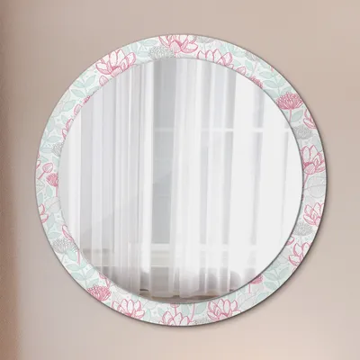 Produktbild von Wohnzimmer Spiegel - Badezimmerspiegel Wandspiegel zum Schlafzimmer – Schminkspiegel - Blumen - Runder: Ø90cm