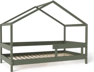 Produktbild von FURNLUX Hausbett Hytte Grün 80x160cm / Hauptfarbe: Grün / Abmessungen: 89 x 135 x 169 cm