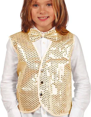 Immagine prodotto di Gilet di paillettes bambini carnevale celebrazione oro argento brillare festa costume moda scintillare glamour festa bambini, colore: oro