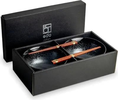 Produktbild von Edo Japan | Set Von Schalen Für Udon - Schwarz - 4 Teile - Elegantes Design - Praktisch