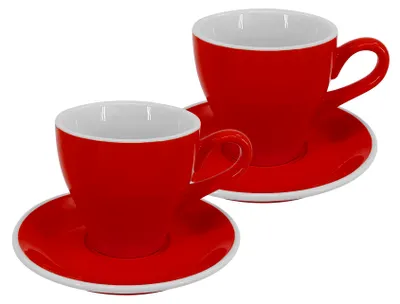 Produktbild von 2er-Set - Latte-Tasse mit Untertasse Milano, 220 ml, rot
