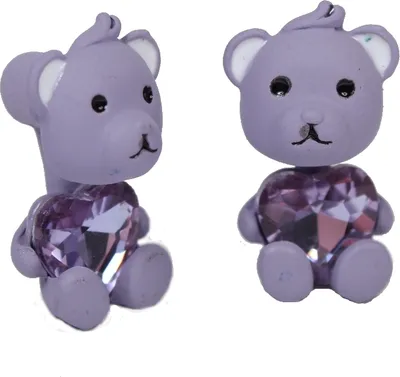 Produktbild von 3D Teddy Ohrstecker Ohrringe in der Farbe Lila