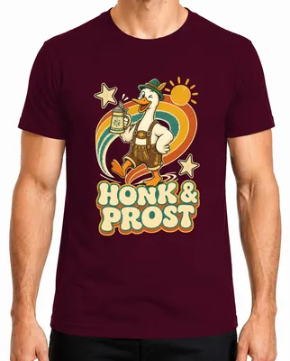 Imagen del producto de Camiseta para hombre con motivos de Gans, Lederhose, Bayern, cerveza y traje tradicional alemán (Dirndl), color burdeos, talla S