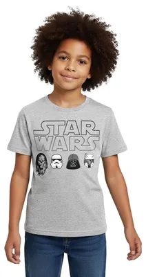 Produktbild von Star Wars Chewbacca Stormtrooper Darth Vader Icons Kinder T-Shirt, 110/116 (5-6 Jahre), Grau meliert