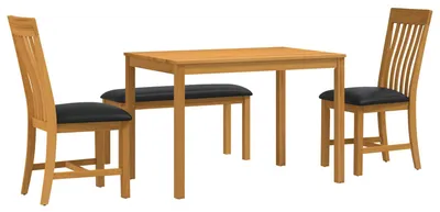Image de vidaXL, ensemble de salle à manger, 4 pièces, bois massif chêne, noir
