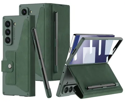 Produktbild von Für Samsung Galaxy Z Fold7 5G GKK Armor Flip Leder Hülle mit Stifthalter Grün