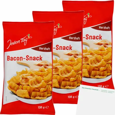 Produktbild von Jeden Tag Bacon Snack 3er Pack (3x130g Packung) + usy Block