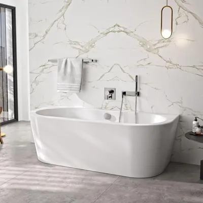 Immagine prodotto di Vasca da bagno Steinkamp Living con rivestimento frontale, dimensioni 180 x 80 cm, completa di kit di scarico e troppo pieno M5