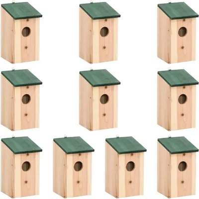 Produktbild von Vogelhäuser 10 Stk. Tanne Massivholz 12x12x22 cm