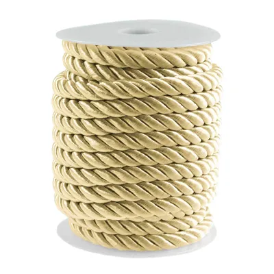 Produktbild von 10m Atlaskordel Atlasschnur ca. 8-10 mm glänzend gedreht, Seil Kordel Schnur, Farbwahl , Farbe:hellgold
