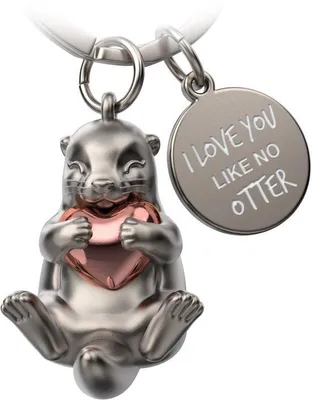 Produktbild von Otter-Schmuckhaken mit Herzmotiv - Glücksbringer für Paare - Jubiläums-Geschenk für den Partner - Gravur: Ich liebe dich wie keine Otter