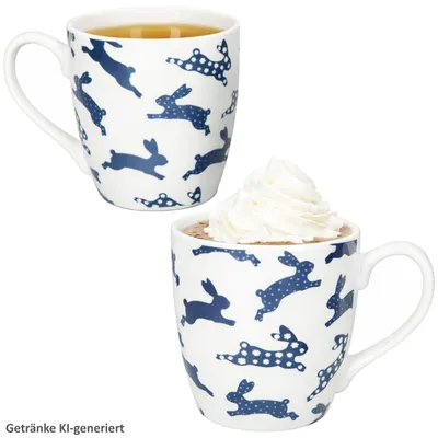 Image de Lot de 2 tasses géantes Tom 400 ml, Ø 10,1 cm, tasse en porcelaine Lapin bleu, Pâques