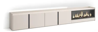 Immagine prodotto di Mobili TV effetto legno beige 315x35x50cm camino effetto fuoco XXL